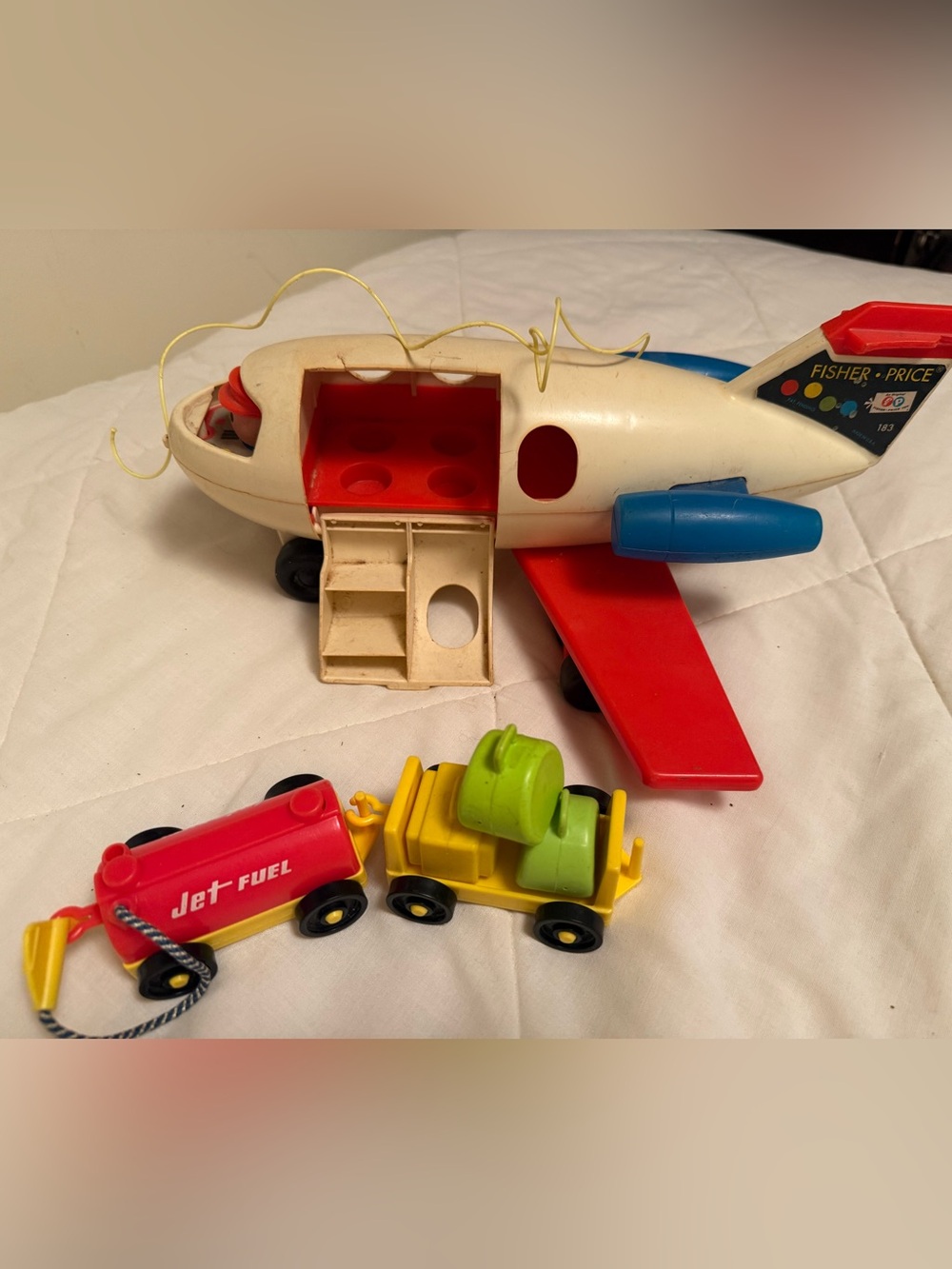 Vintage Fisher-Price Toy Airplane with Accessories